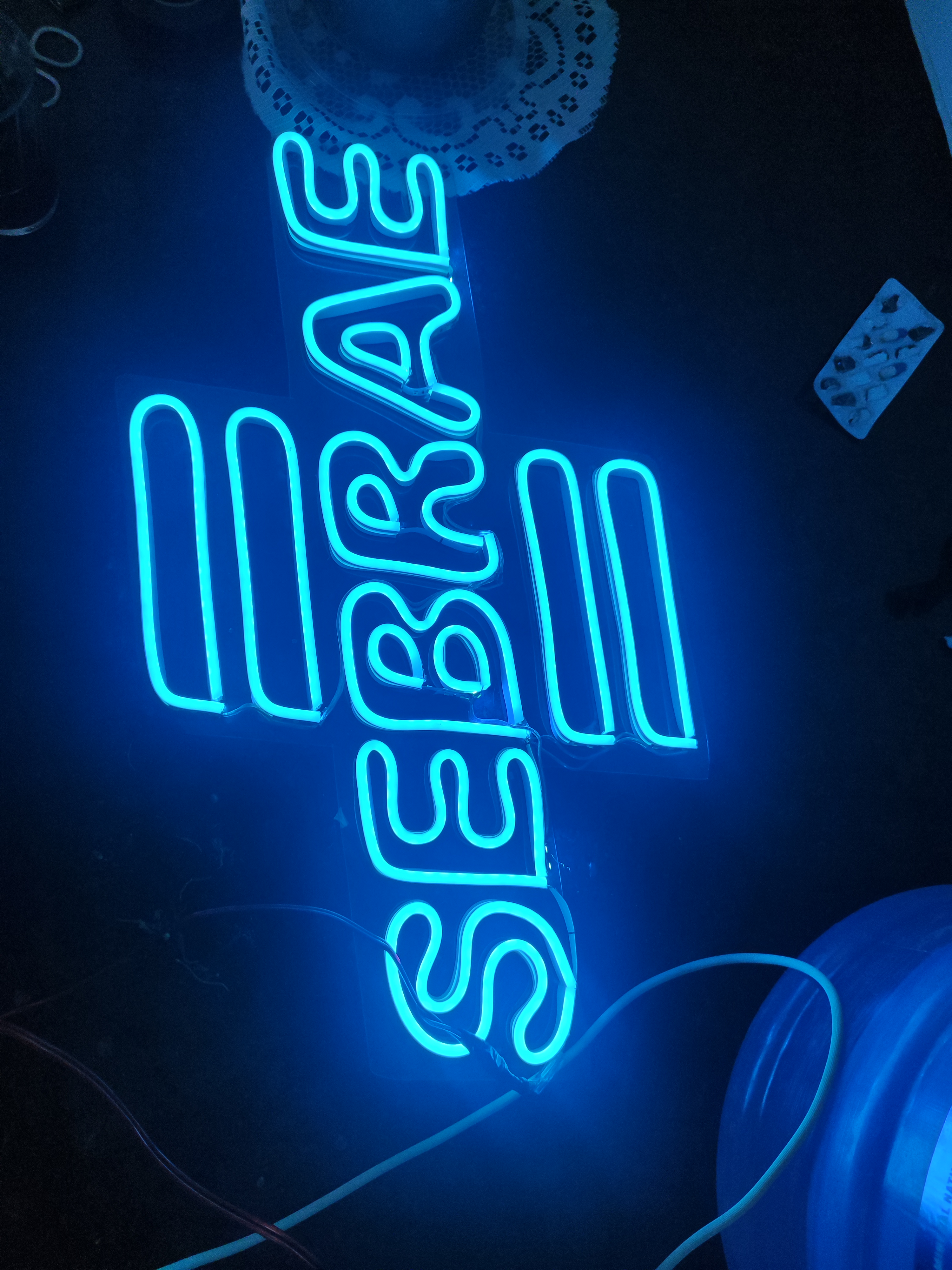 Sebrae - Letreiro neon LED azul
